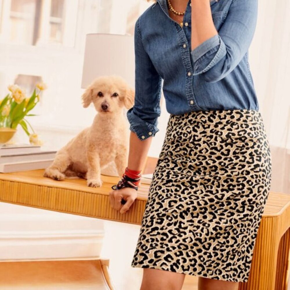 Talbots Abstract Cheetah Canvas A-Line Skirt - image 1